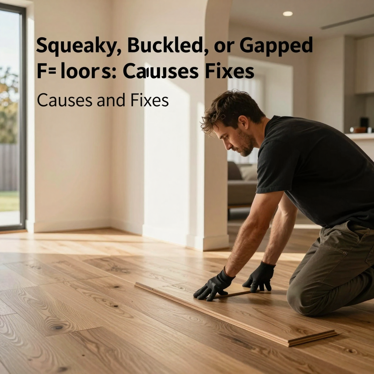 Hardwood floor in a Los Angeles home showing a visible gap and a slightly lifted board