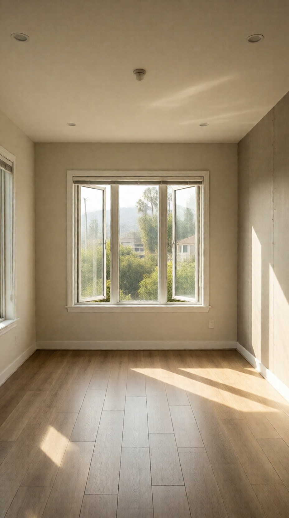 Small drywall patch beside a fully skim-coated wall in a Los Angeles home