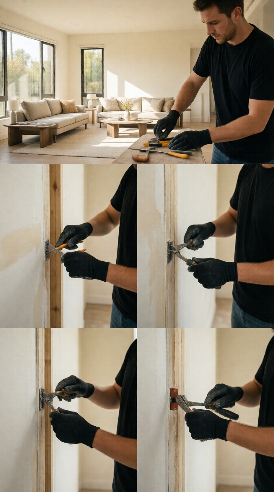 Weathered stucco and wood trim on a Los Angeles home with curling, peeling paint